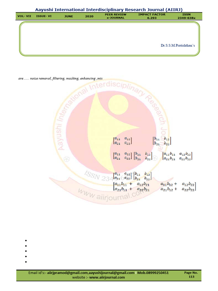 Mathematical Tools in Image Processing | PDF | Matrix (Mathematics) | Pixel