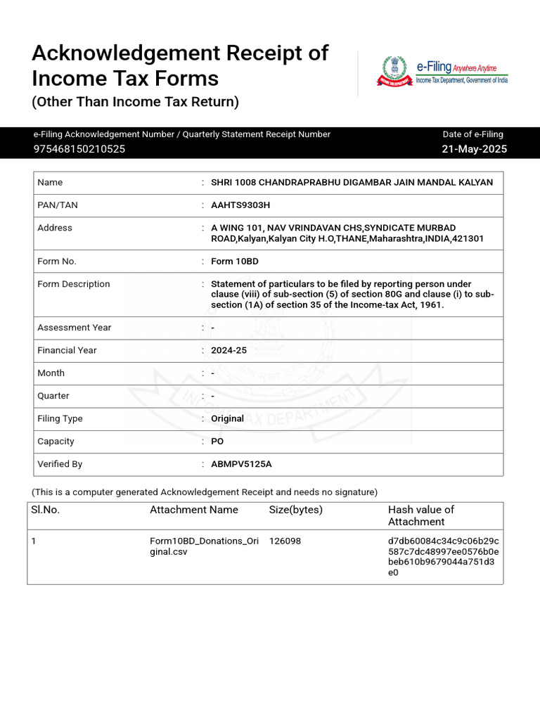 Form 10BD - ARN | PDF