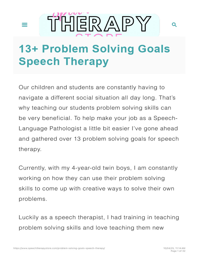 13 Problem Solving Goals for Therapy | PDF | Communication | Question