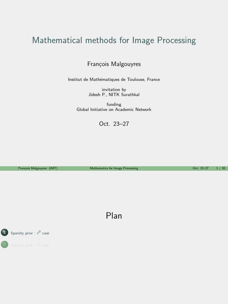 Mathematical Methods in Image Processing | PDF | Dimension ...