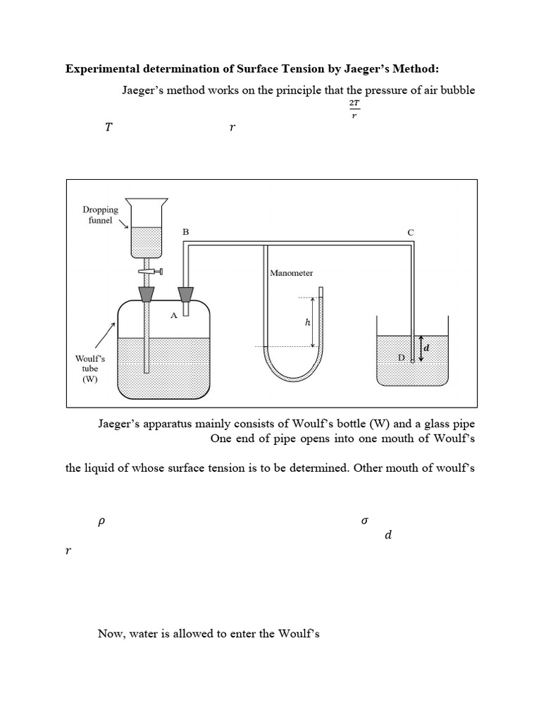 Jaeger's Method for Surface Tension | PDF | Pressure | Liquids