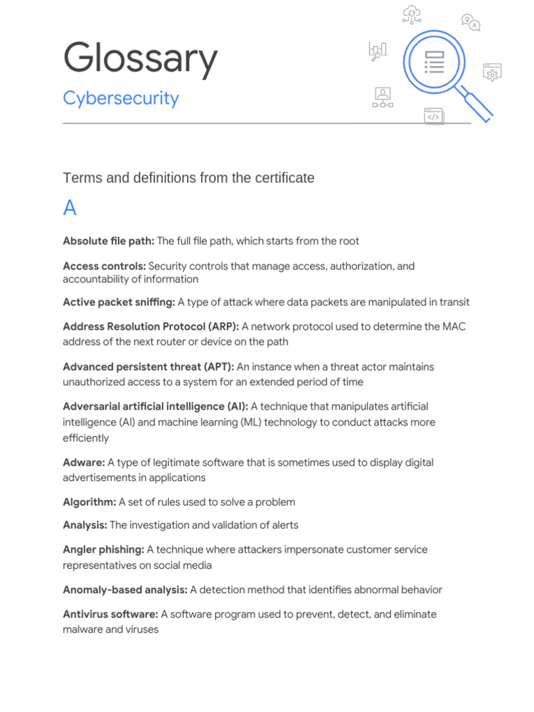 Cybersecurity Terms Glossary | PDF | Security | Computer Security