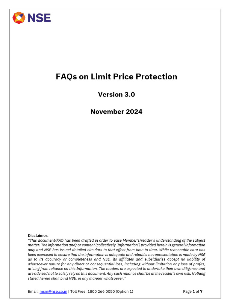 FAQs on Limit Price Protection Mechanism | PDF | Futures Contract ...