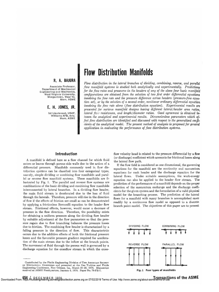 Flow Distribution in Manifold Systems | PDF | Fluid Dynamics | Equations