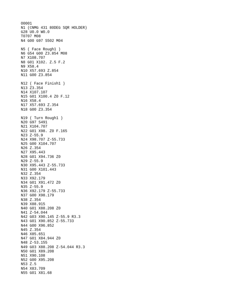 CNC Turning and Facing Program | PDF