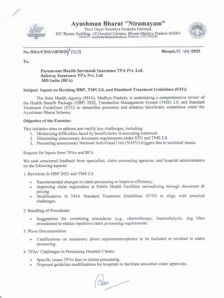 Inputs On Revising HBP, TMS 2.0, and Standard Treatment Guidelines (STG ...