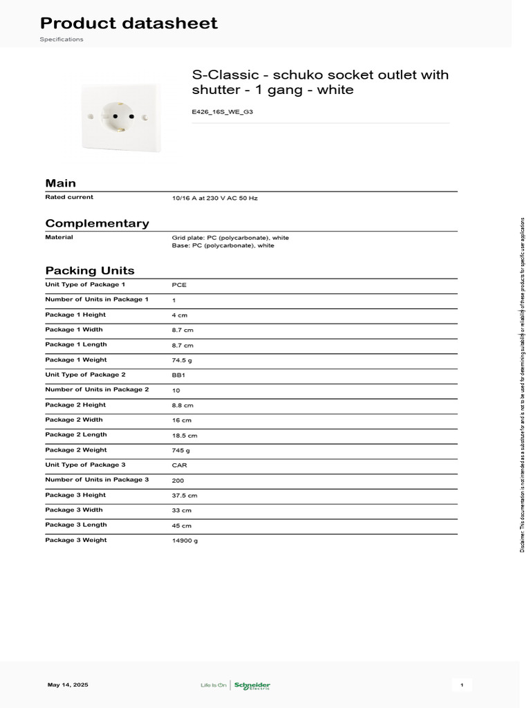 Schuko Socket Outlet E426_16S_WE_G3 | PDF | Recycling | Economy And The ...