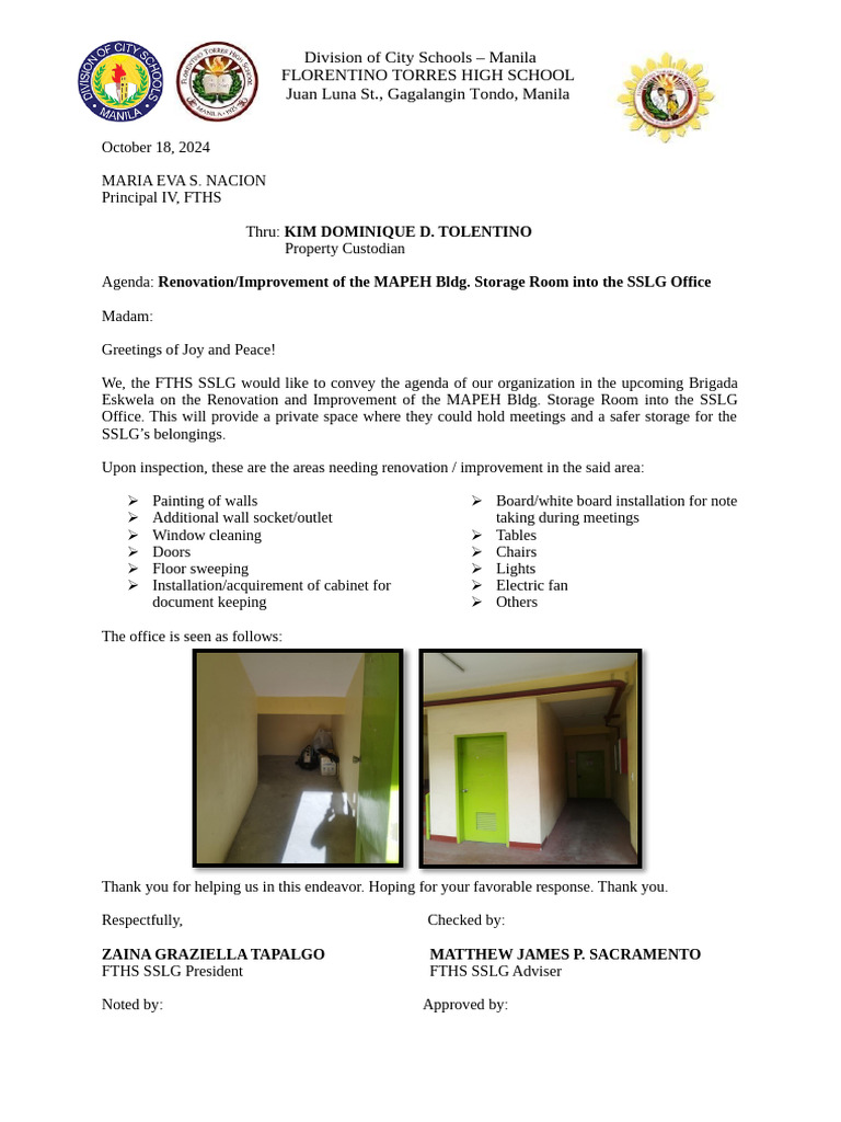 Renovation Notice for SSLG Office | PDF