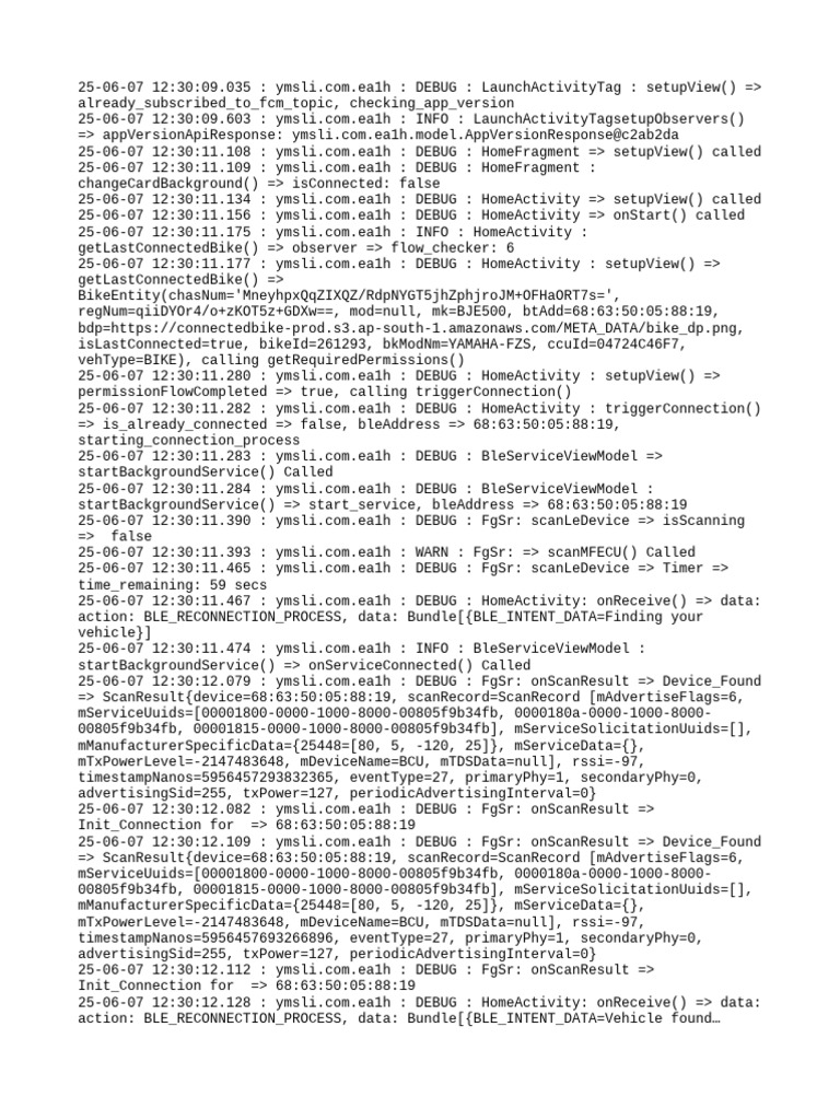 BLE Connection Process Debug Log | PDF