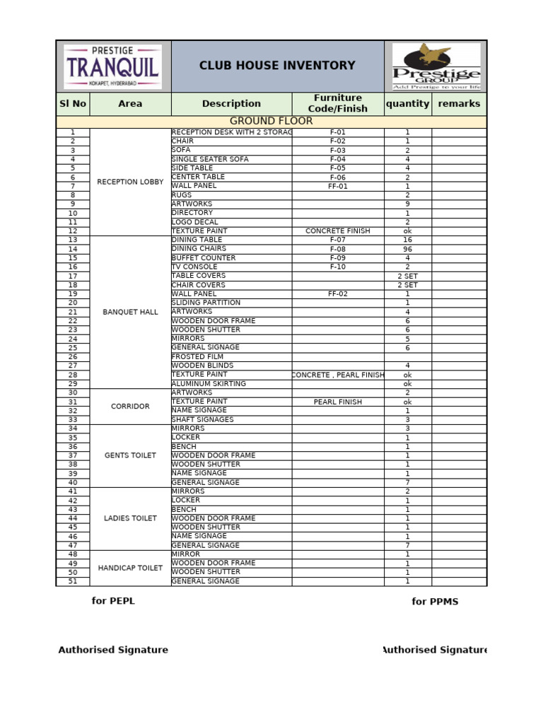 Club House Furniture Inventory List | PDF | Cue Sports | Furniture