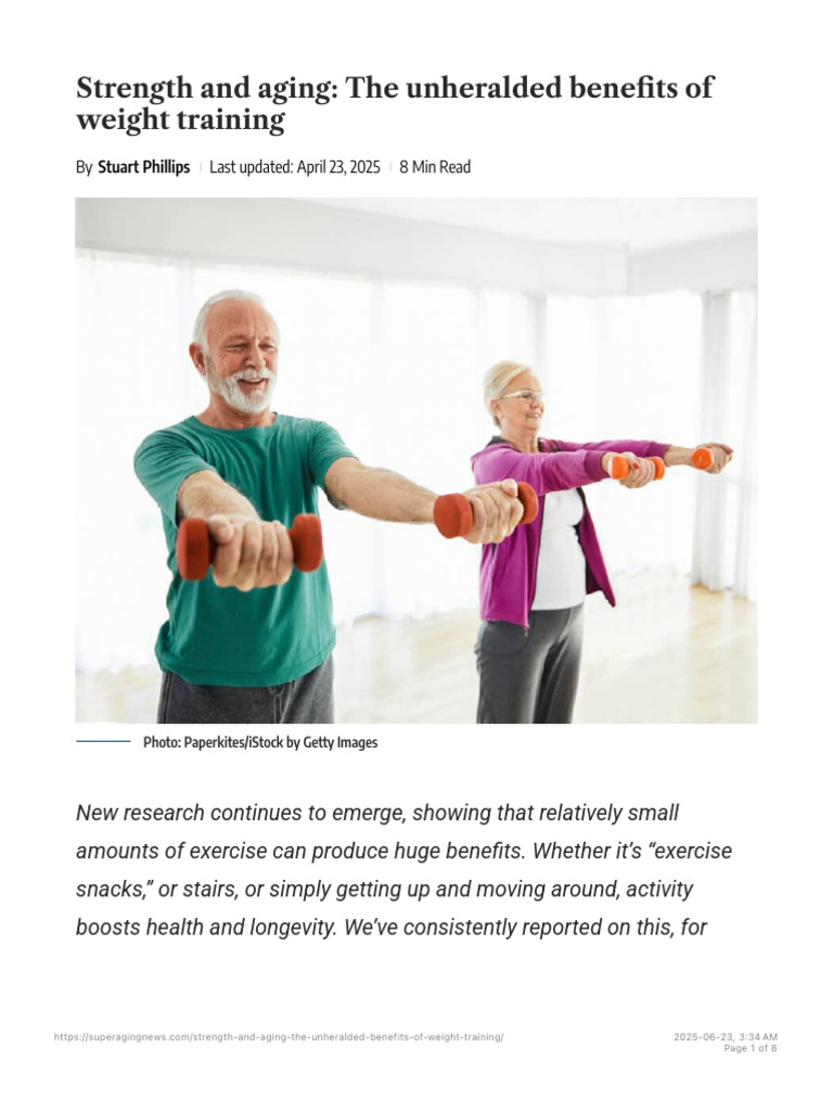 Strength and Aging - The Unheralded Benefits of Weight Training ...
