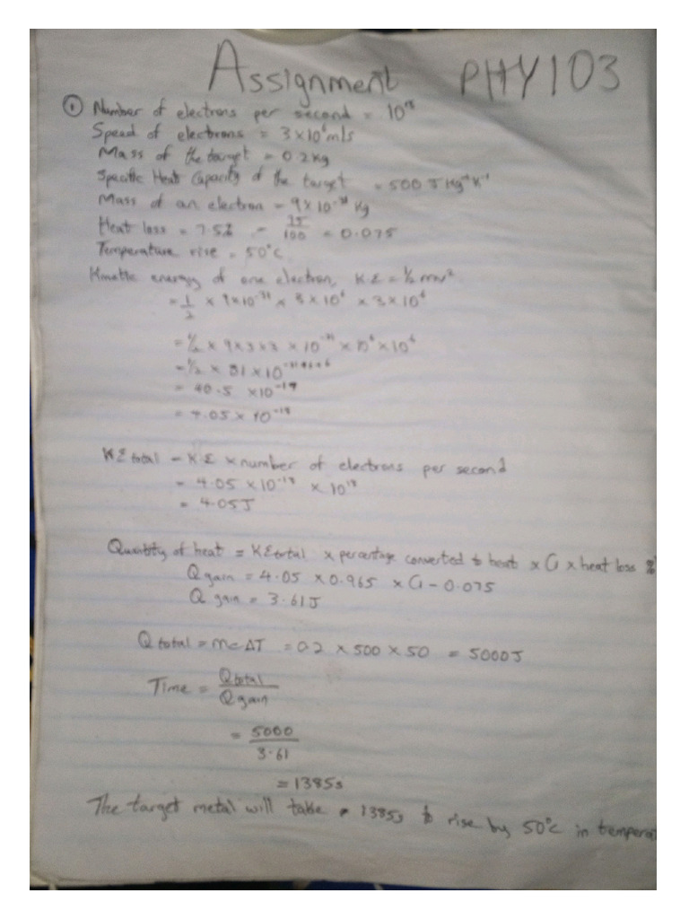Phy103 Assignment | PDF