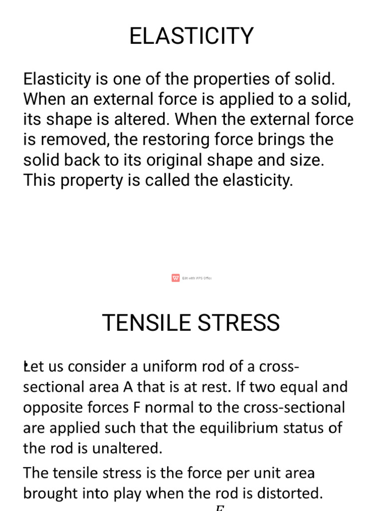 Class 11 Elasticity Physics Notes | PDF