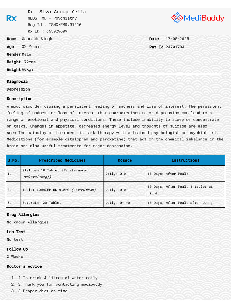 Setbrain 120 Dosage for Depression | PDF