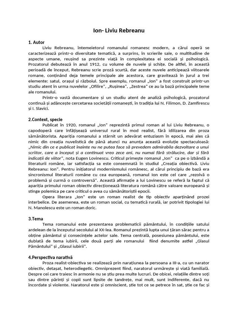 Liviu Rebreanu - Ion | PDF