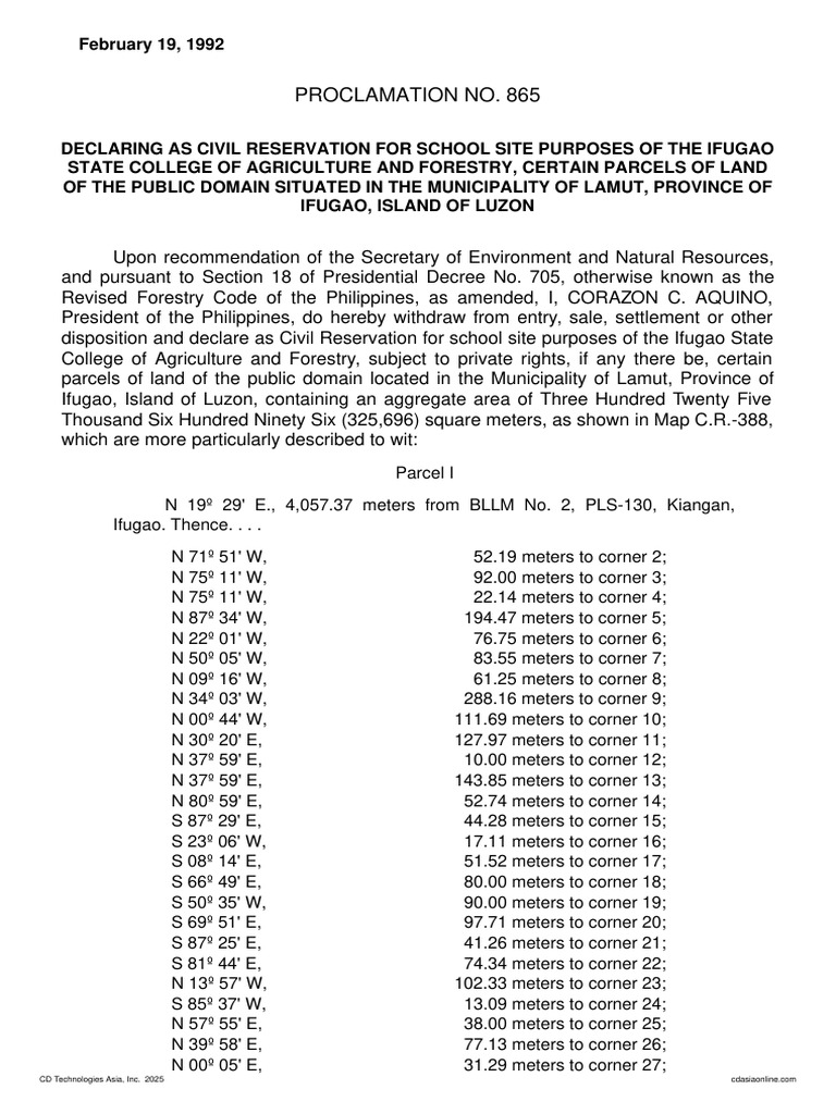 Ifugao State College Land Reservation | PDF | Government | Philippines