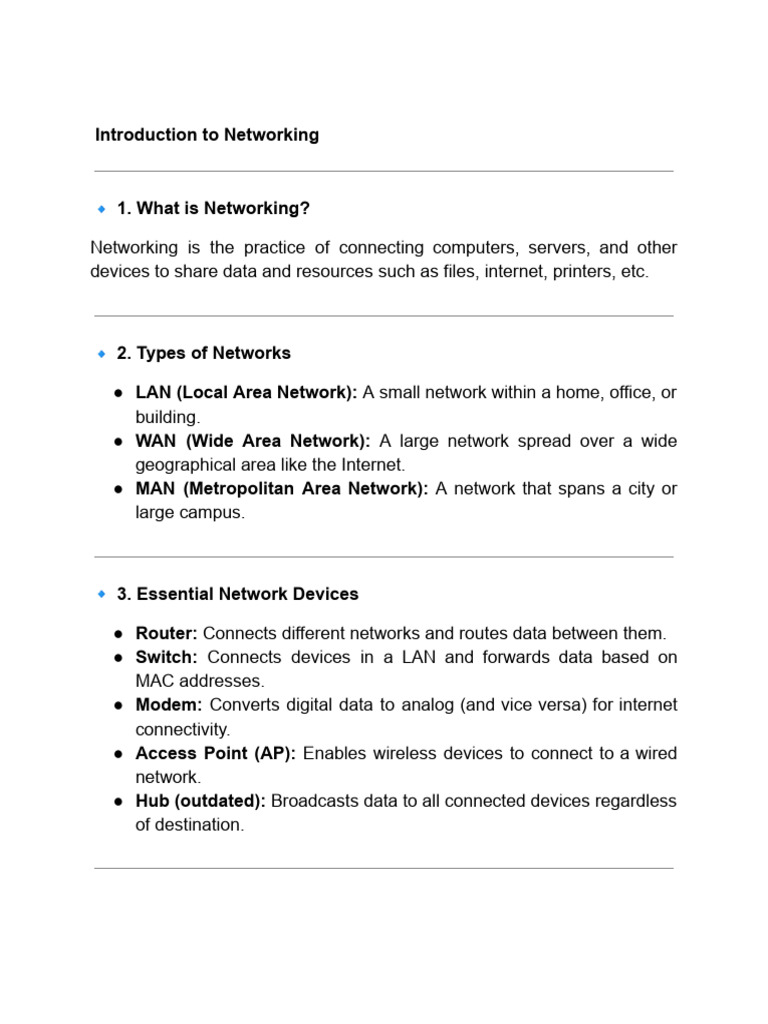 Networking Basics: Types, Devices, and Models | PDF | Computer Network ...