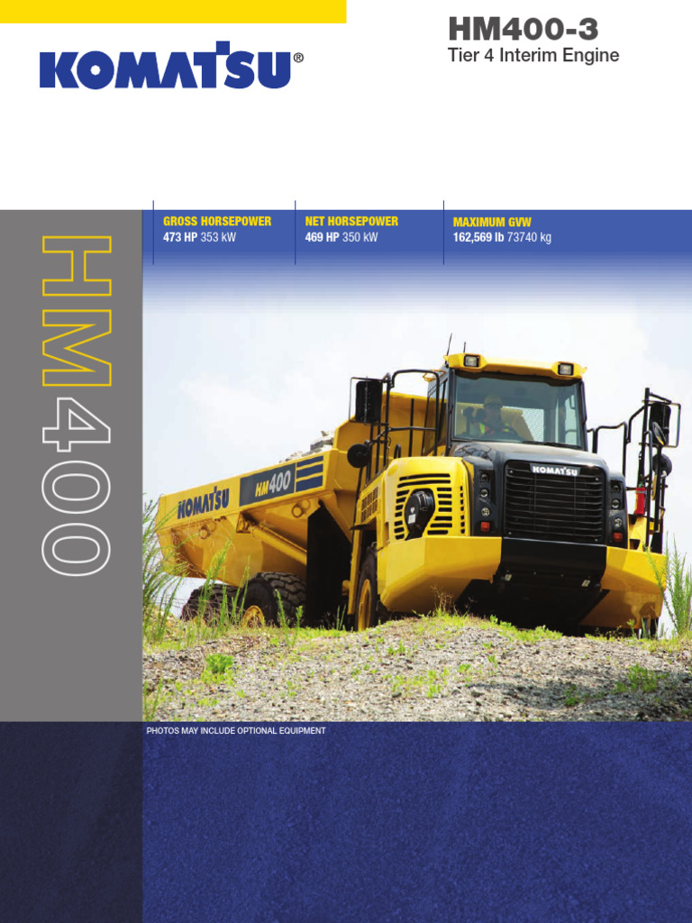 Komatsu HM400-3 Articulated Truck Specs | PDF | Horsepower | Engines