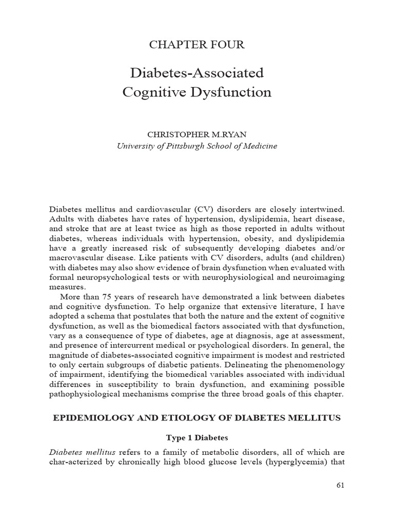 Diabetes and Cognitive Dysfunction Insights | PDF | Diabetes | Insulin