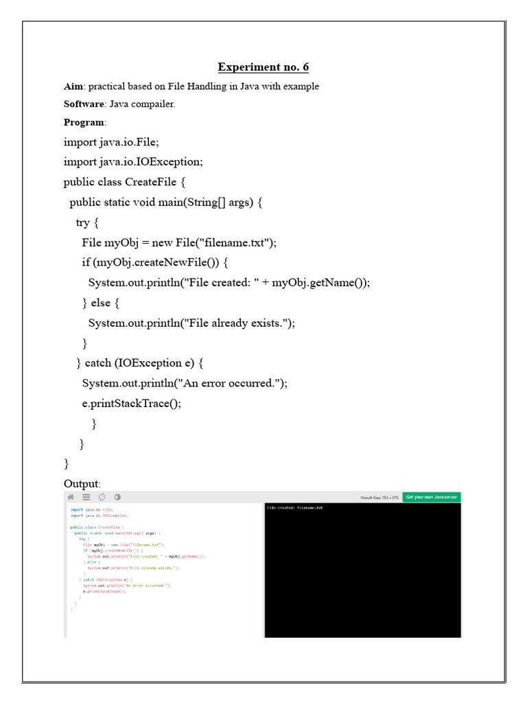 Java File Handling Examples | PDF