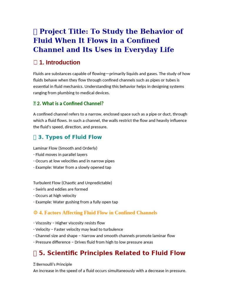 Fluid_Flow_in_Confined_Channels | PDF | Fluid Dynamics | Laminar Flow