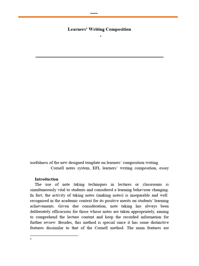 The Effectiveness of Cornell Note Taking Method to Improve English as a ...