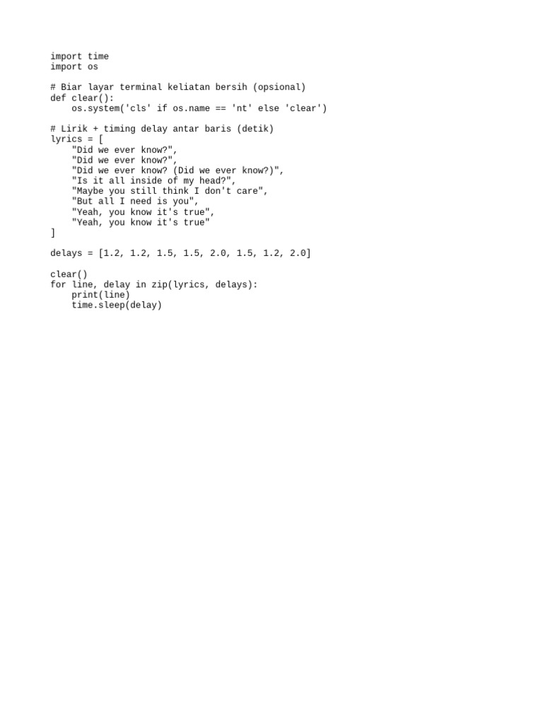Python Script for Displaying Lyrics | PDF