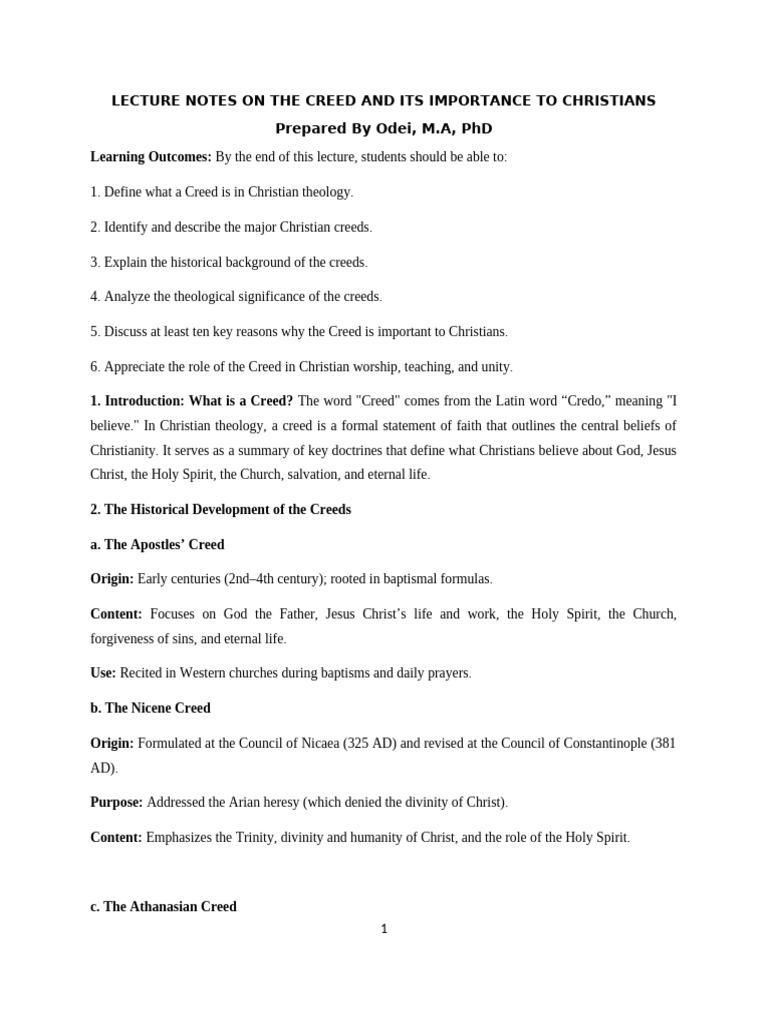 Importance of Christian Creeds Explained | PDF | Creed | Sacraments
