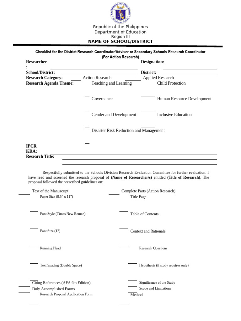 Action Research Checklist for Schools | PDF