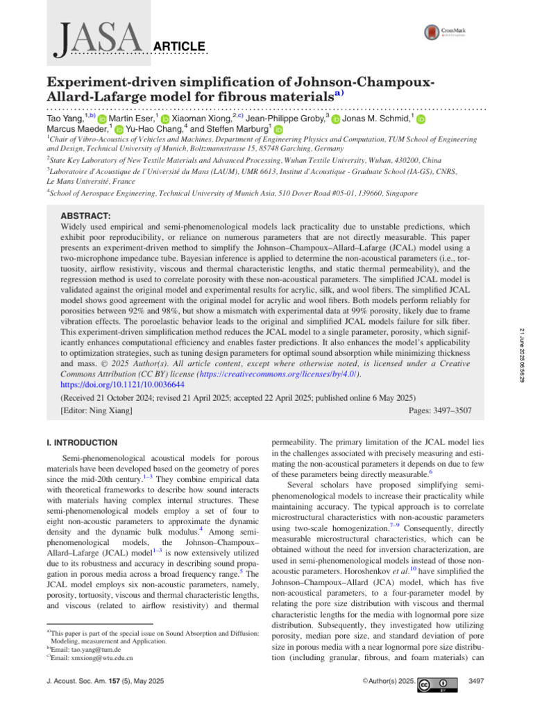 Simplifying the JCAL Model for Fibrous Materials | PDF | Porosity ...