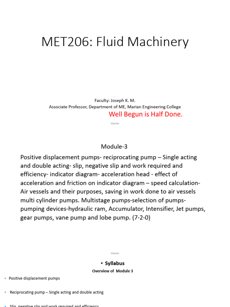 FM Module III Classppt s4m1 | PDF | Pump | Pressure