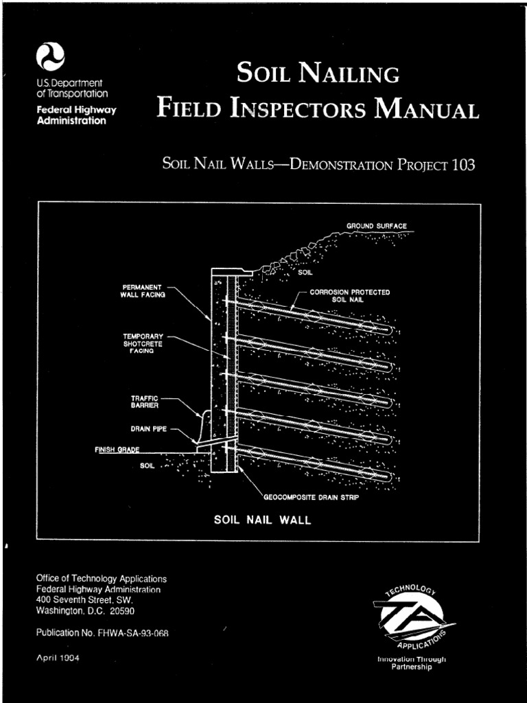Soil Nailing Inspector's Manual | PDF | Pascal (Unit) | Civil Engineering