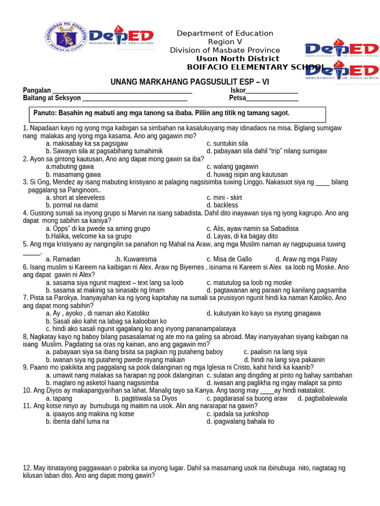 PT - Esp 6 - Q1 | PDF
