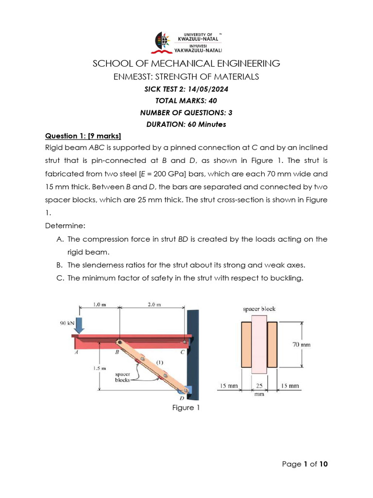 Strength of Materials Test 2 Guide | PDF | Stress (Mechanics) | Beam ...
