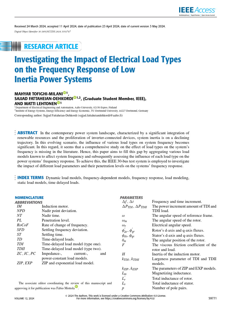 Impact of Load Types on Power System Frequency | PDF | Inductance | System