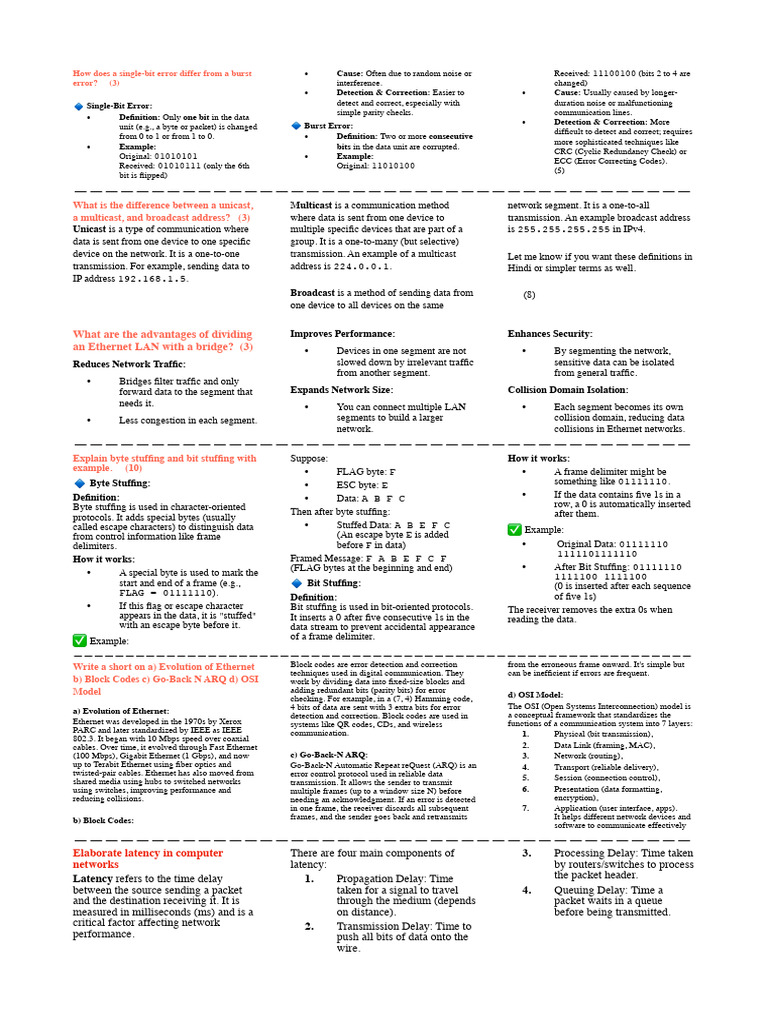 Network Error Types and Protocols Explained | PDF | Ethernet | Computer ...