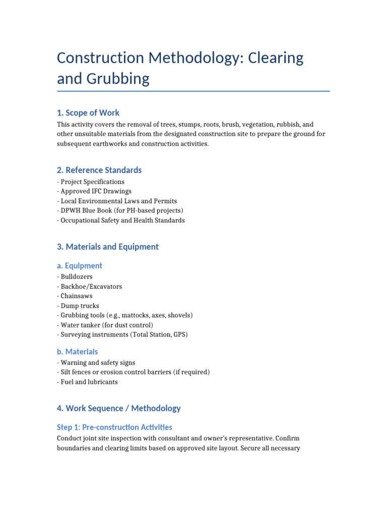 Construction Clearing and Grubbing Guide | PDF | Waste Management