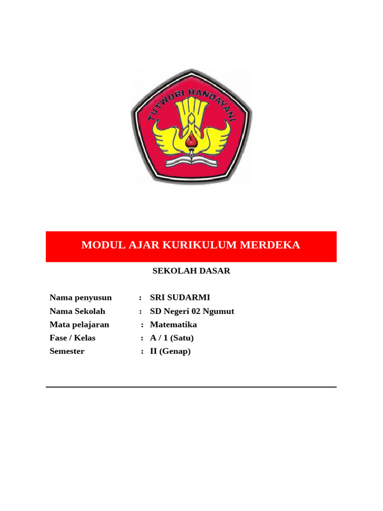 Modul Ajar Matematika Kelas 1 Semester 2 | PDF