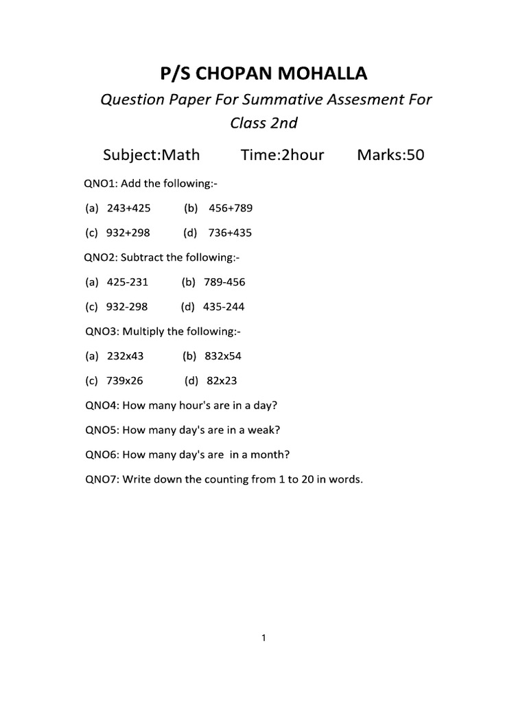 Checked Class 2nd (Math) | PDF
