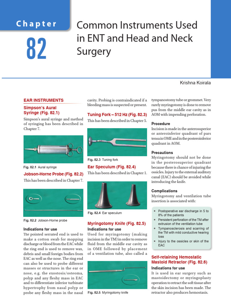 Common Instruments Used in ENT and Head and Neck Surgery | PDF | Human ...