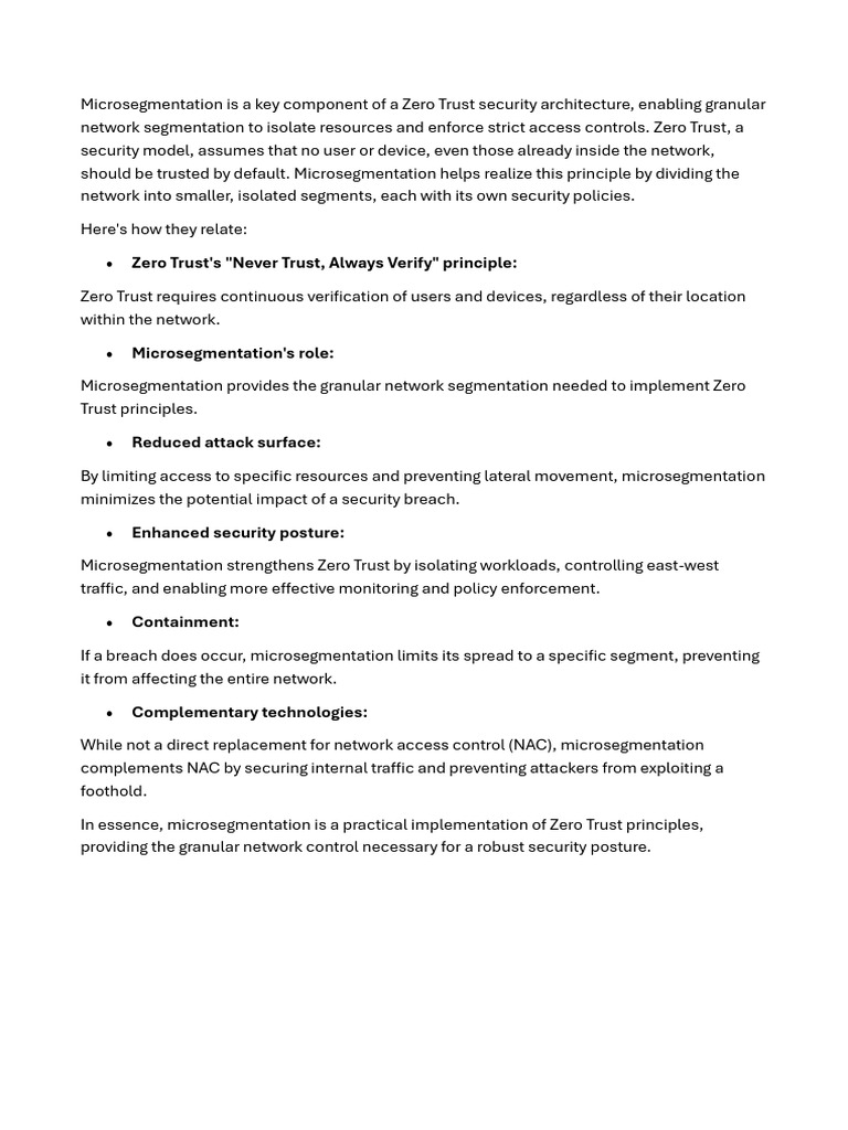 Microsegmentation in Zero Trust Security | PDF