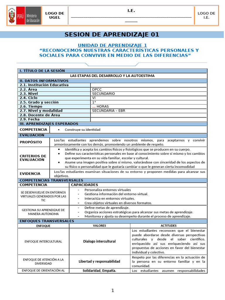 Autoestima y Desarrollo Personal en Secundaria | PDF | Aprendizaje ...