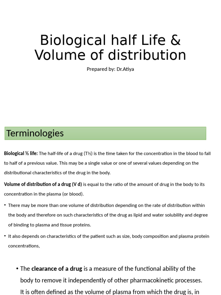 Biological Half-Life and Drug Distribution | PDF | Reaction Rate ...
