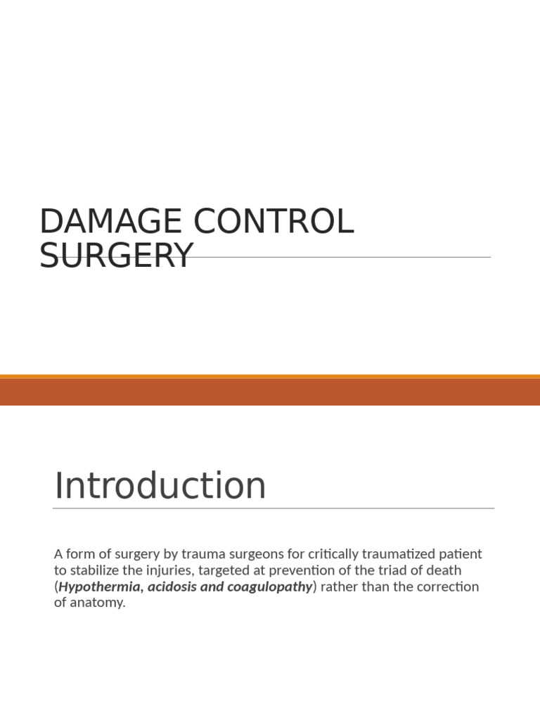 Damage Control Surgery Overview | PDF | Clinical Medicine | Diseases ...