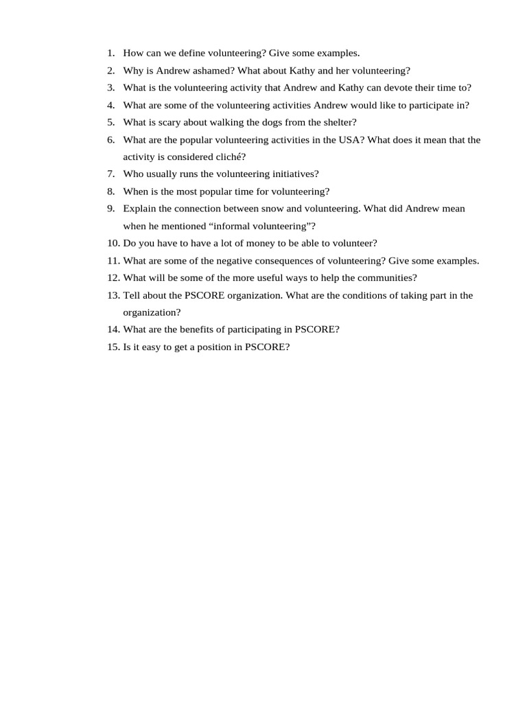 Understanding Volunteering: Insights and Activities | PDF