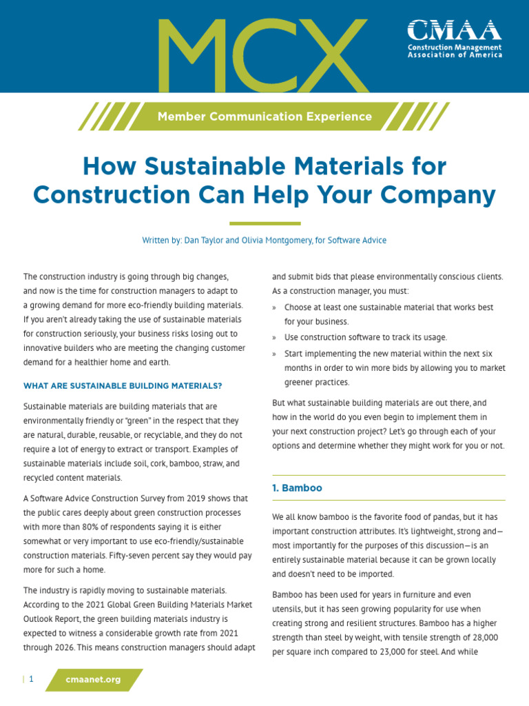 Sustainable Materials BCM | PDF | Concrete | Building Materials