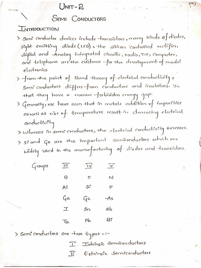 Unit 2 Semiconductors | PDF