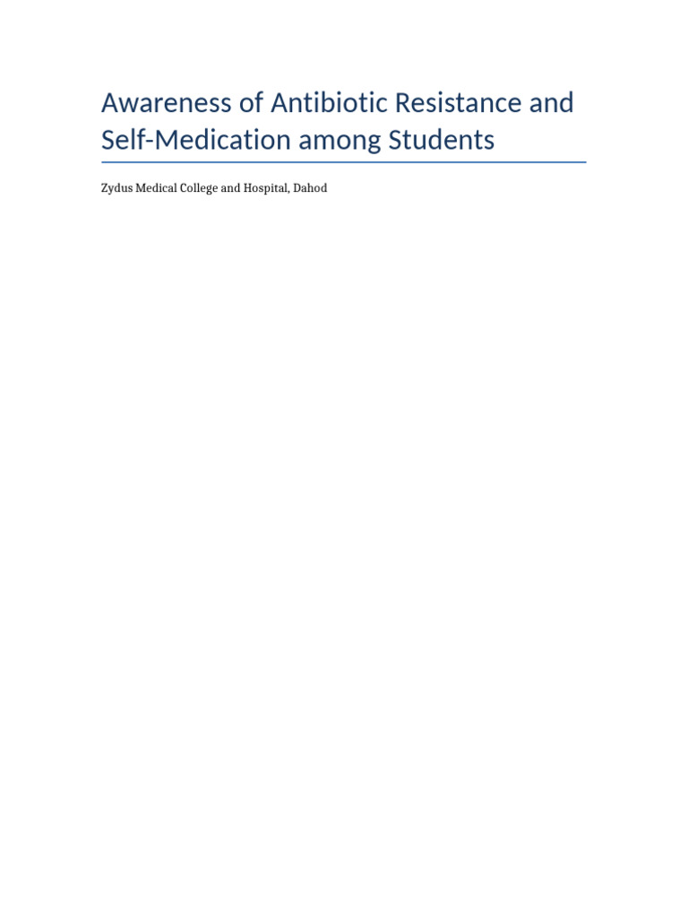 Student Awareness of Antibiotic Resistance | PDF