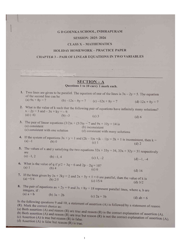 Ch-3 Practice Paper (CL X) | PDF
