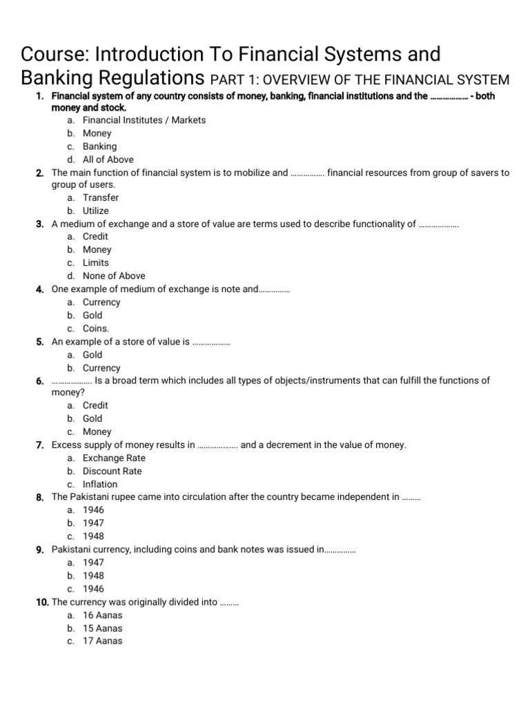 Overview of Financial Systems & Banking | PDF